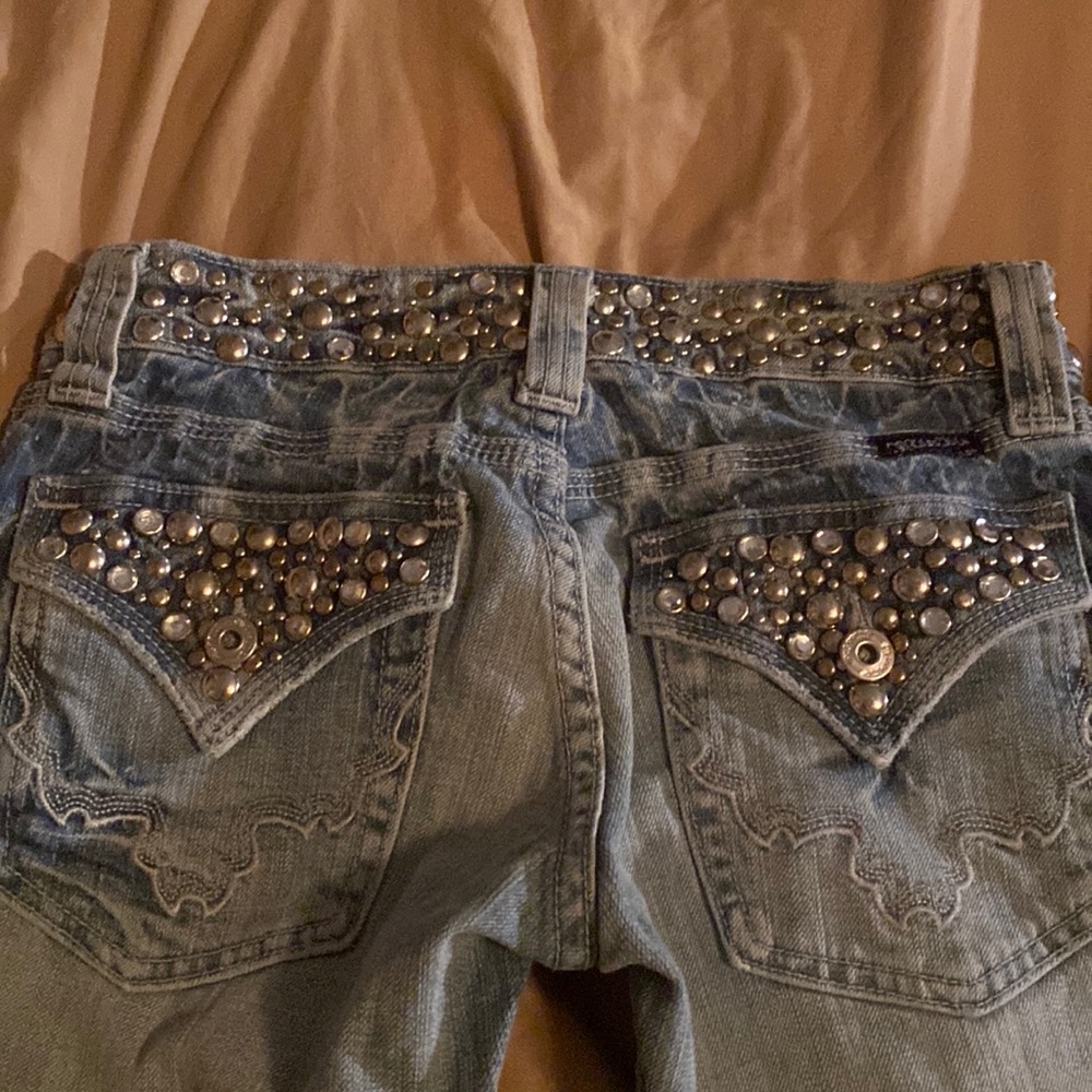 miss me boot leg faded jeans with bling